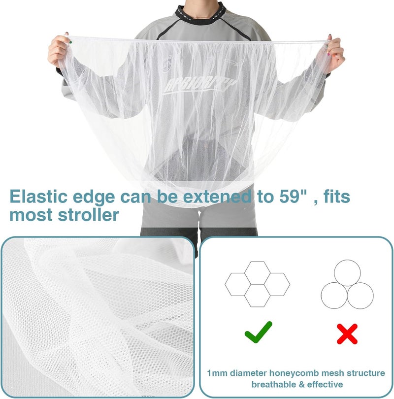 URZGU Baby Mosquito Net for Stroller 2 Pack, Perfect Bug Net for Strollers, Bassinets, Cradles, Playards, Pack N Plays and Portable Mini Crib, Baby Insect Netting Cover, White - Image 3